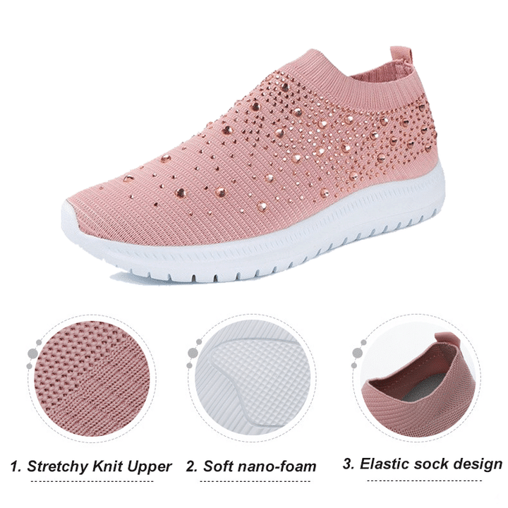 Women's Crystal Breathable Orthopedic Slip-On Walking Shoes