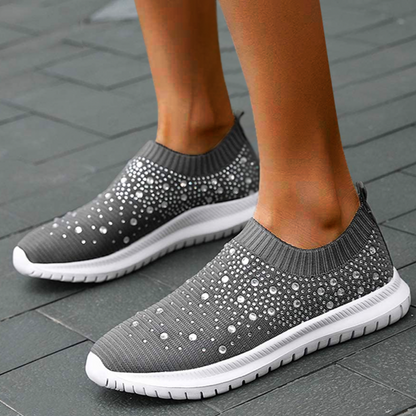 Women's Crystal Breathable Orthopedic Slip-On Walking Shoes