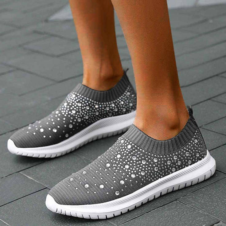 Women's Crystal Breathable Orthopedic Slip-On Walking Shoes