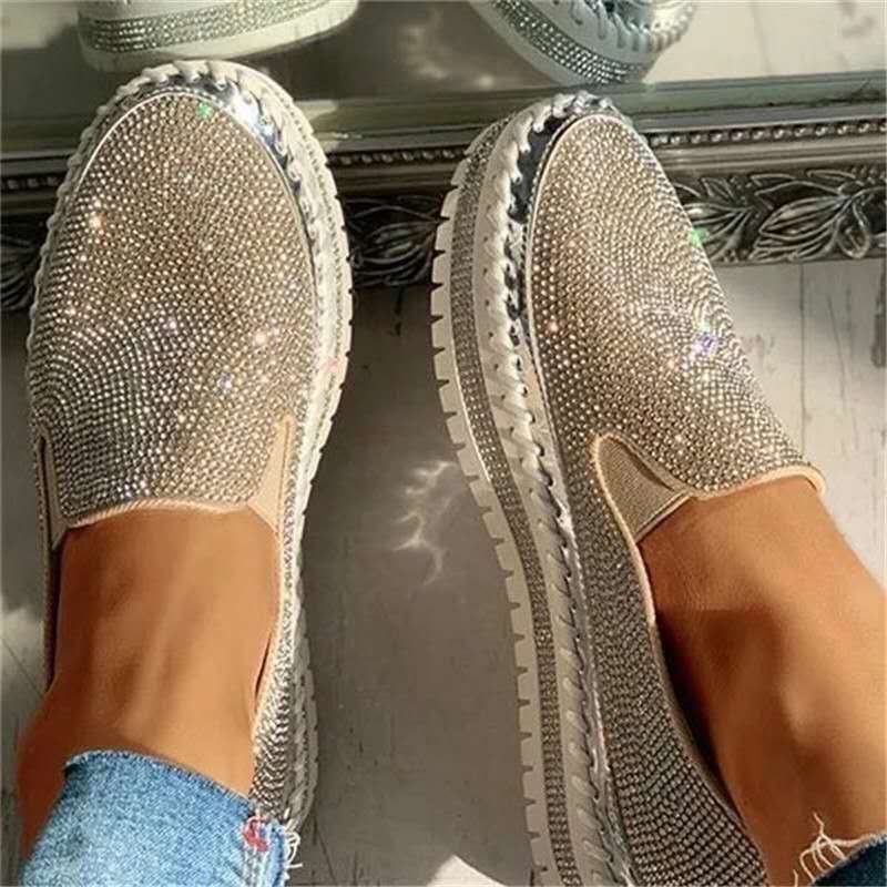 Women Rhinestone Platform Breathable Slip-on Shoes