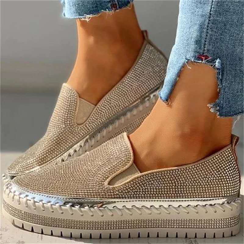 Women Rhinestone Platform Breathable Slip-on Shoes