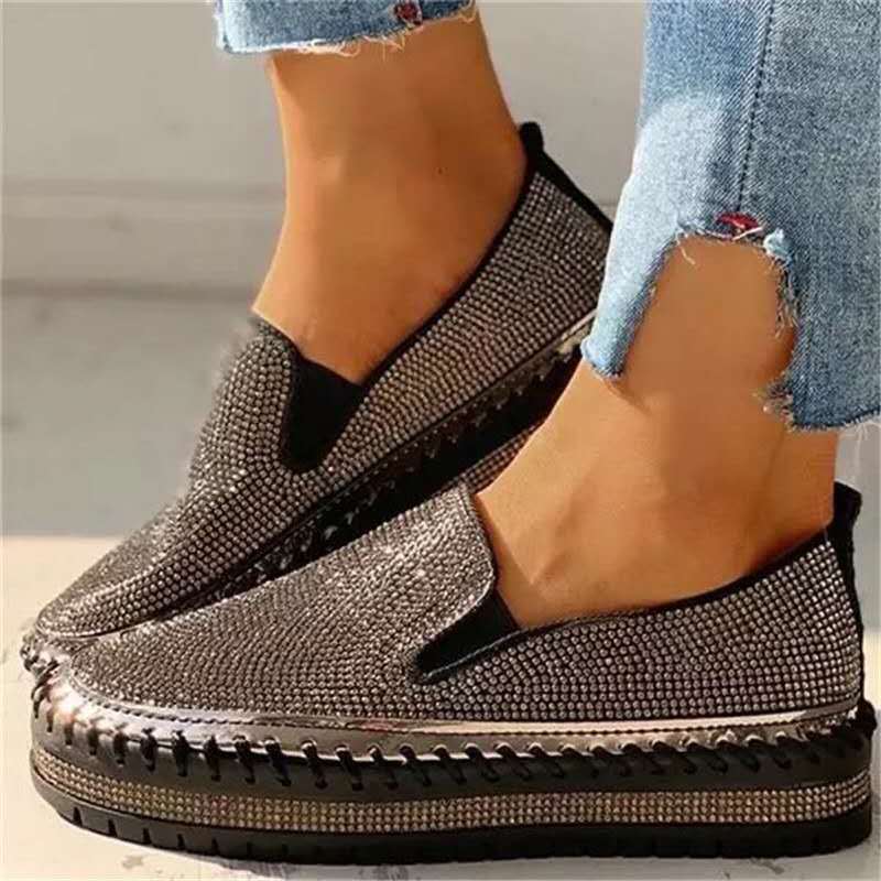 Women Rhinestone Platform Breathable Slip-on Shoes