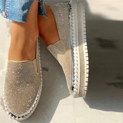 Women Rhinestone Platform Breathable Slip-on Shoes