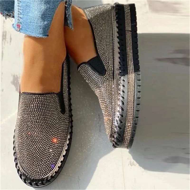 Women Rhinestone Platform Breathable Slip-on Shoes